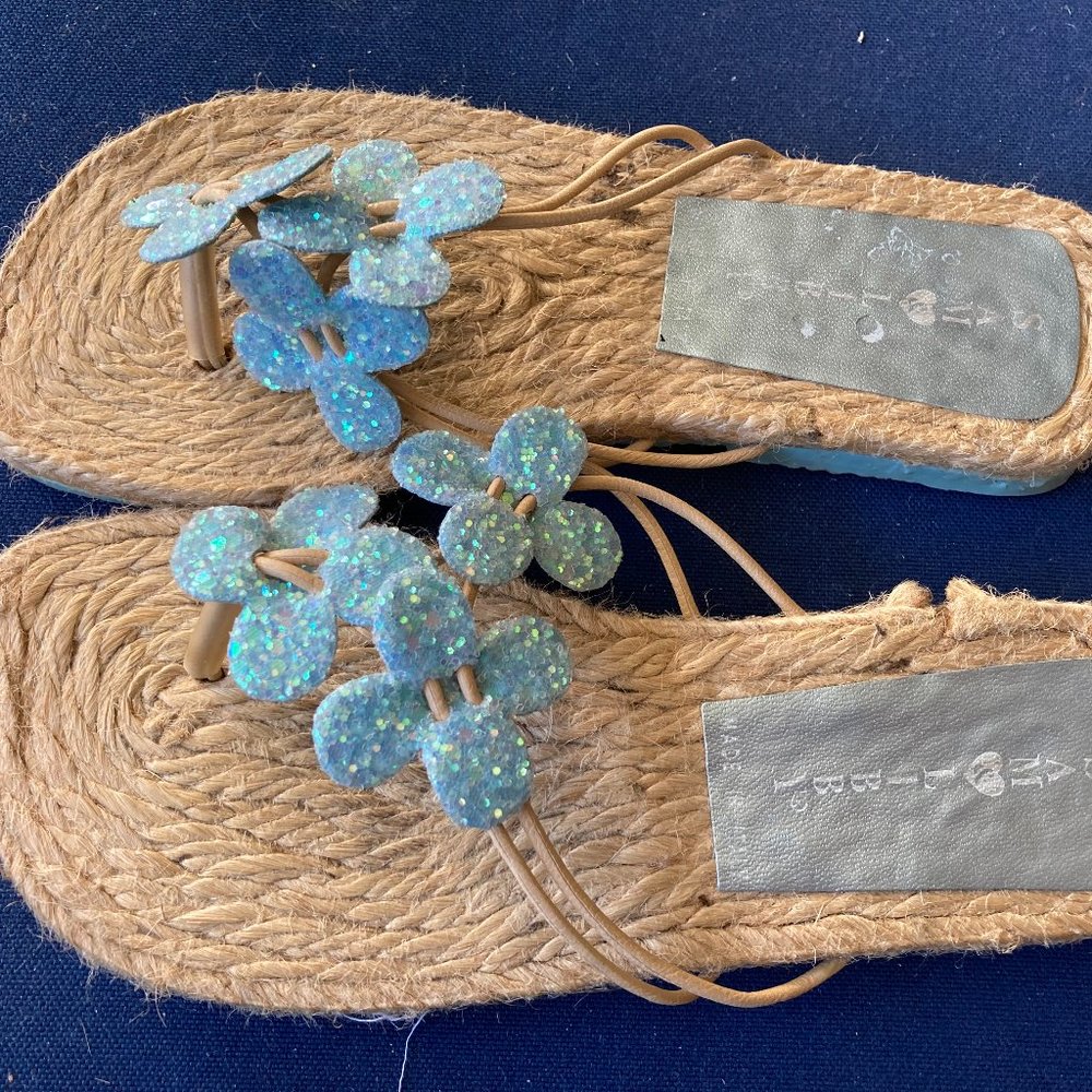 Blue Sandals with Flowers